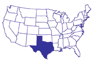 map of USA highlighting Texas and linking to East Texas Oilfield page